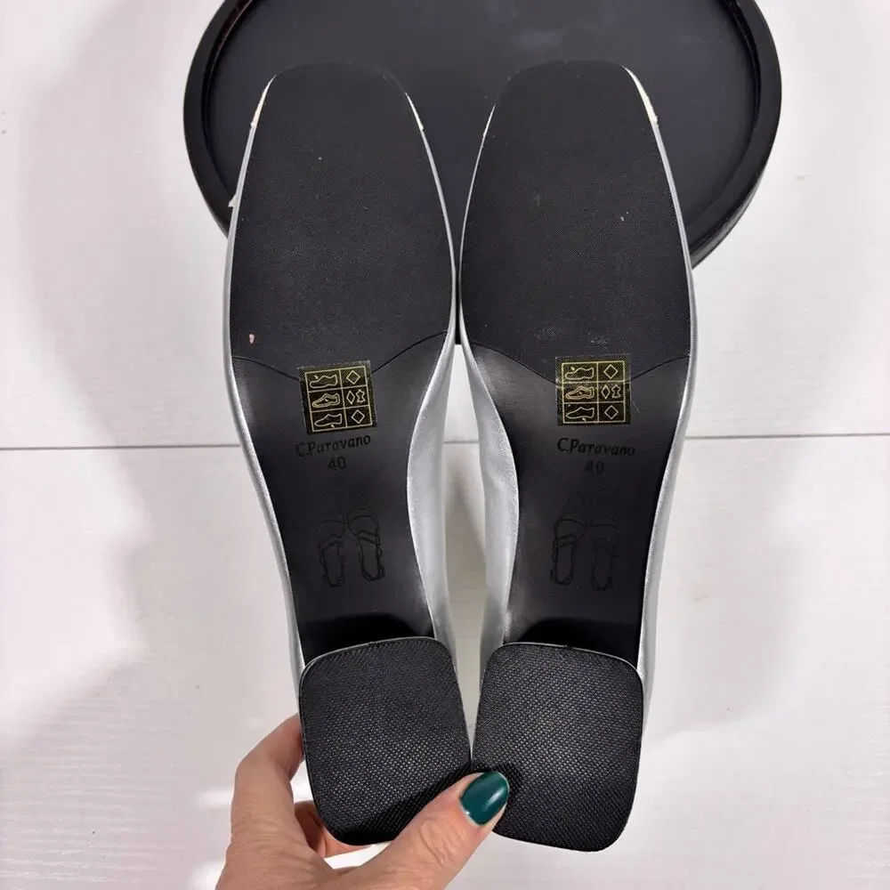 NWT C. Paravano Suede Toe Silver Ballet Flats Size 9
